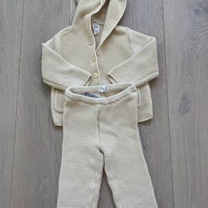 Baby GAP Ivory Knit Baby Brannan Bear Sweater Cardigan and Pants Set
